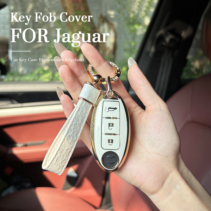 Jaguar Car Key Case Rhinestones Keychain