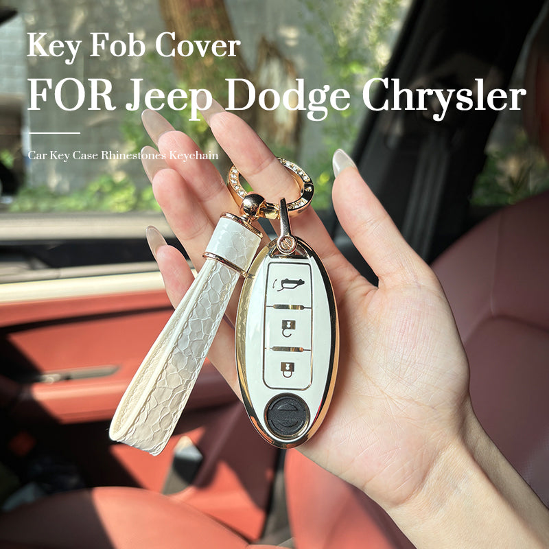 Jeep Dodge Chrysler Car Key Case Rhinestones Keychain