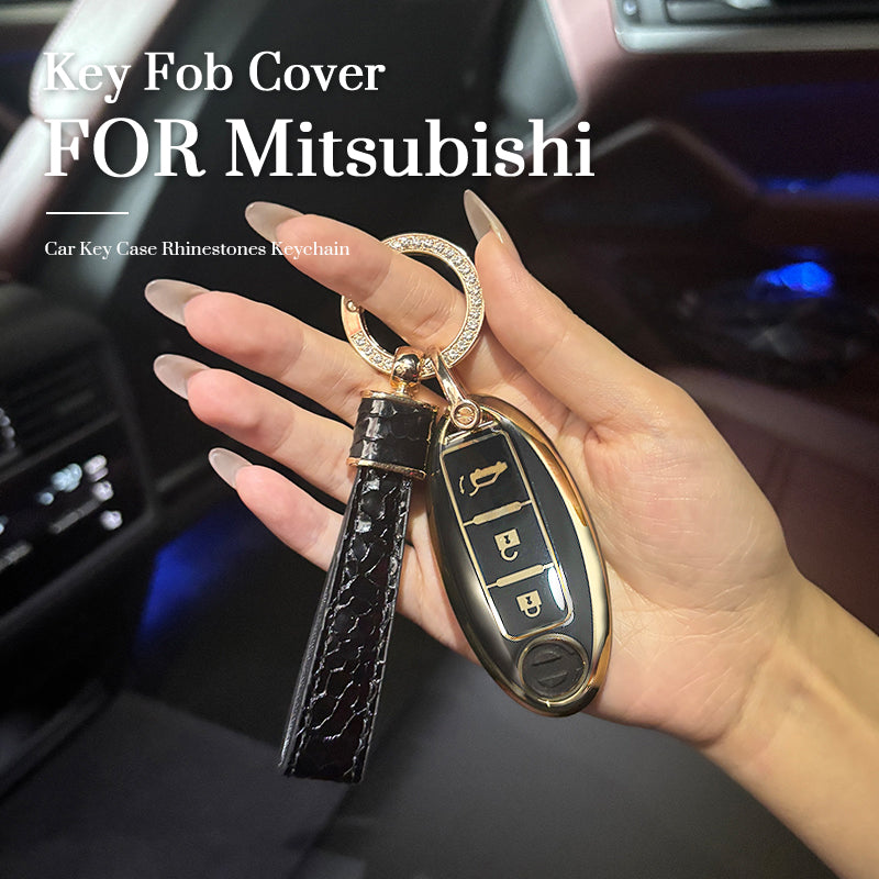 Mitsubishi Car Key Case Rhinestones Keychain