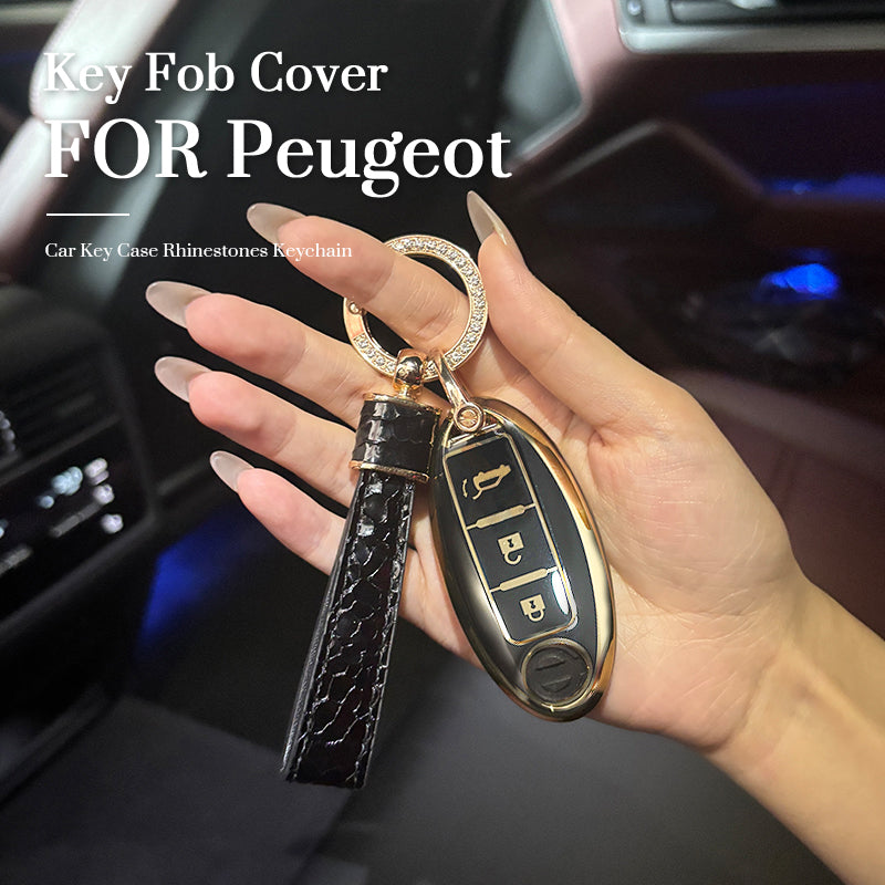 Peugeot Car Key Case Rhinestones Keychain